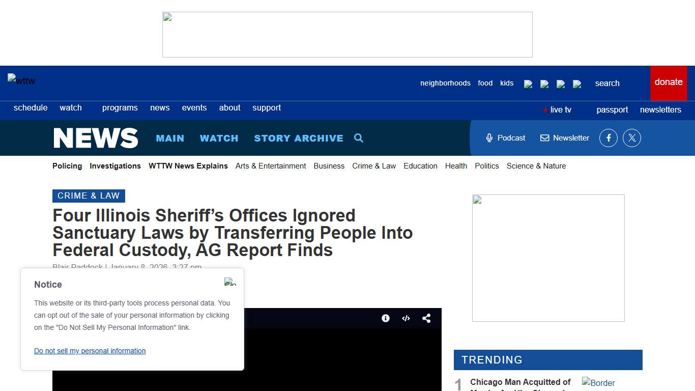 Four Illinois Sheriff’s Offices Ignored Sanctuary Laws by Transferring People Into Federal Custody, AG Report Finds Chicago News WTTW